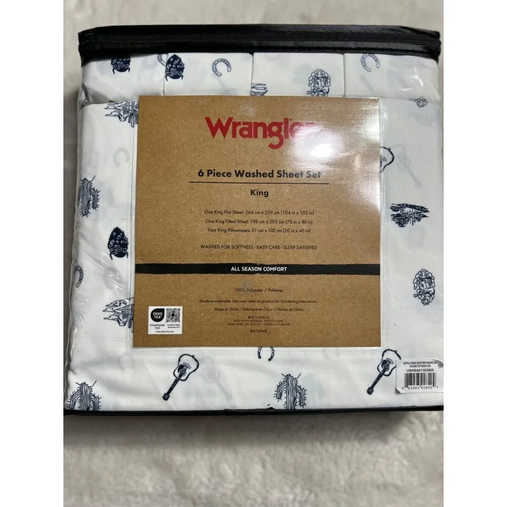 Wrangler king size western sheet 6 piece sheet set lot New - Picture 5 of 5